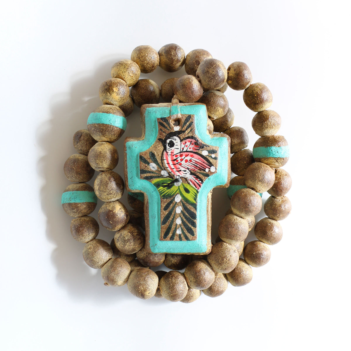 Pájaro Clay Rosary Cross
