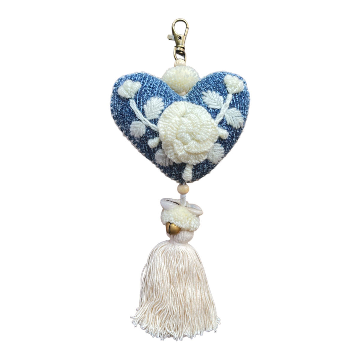 Flor Heart Charm - Bleu