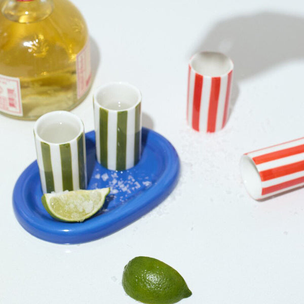 Lily Ceramic Shot Set - Cobalt & Olive