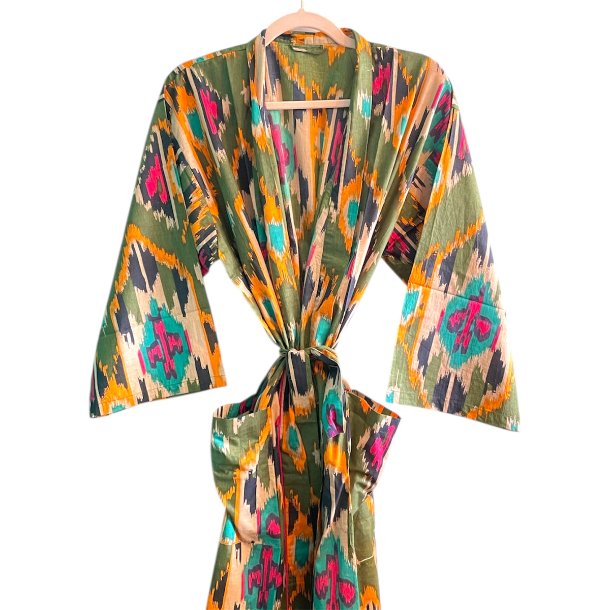 Ikat Luxe Robe - Olive