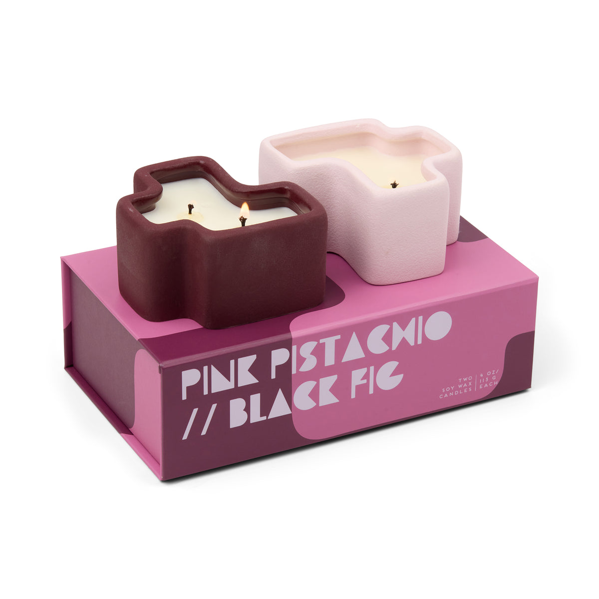 Jigsaw Candle - Burgundy & Pink