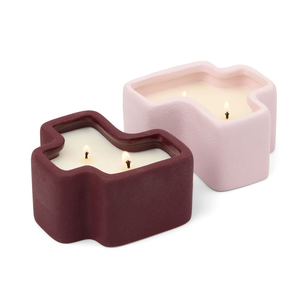 Jigsaw Candle - Burgundy & Pink