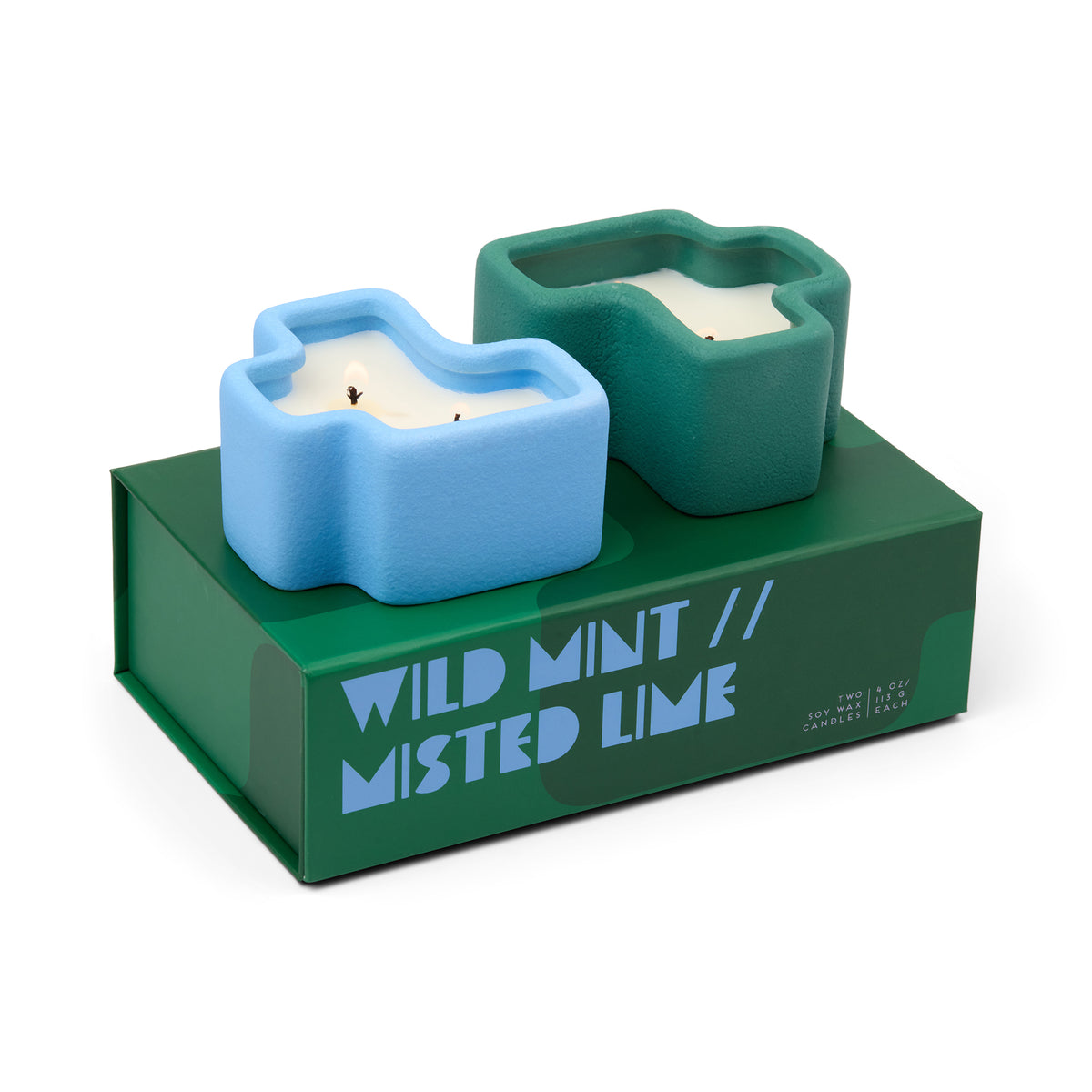 Jigsaw Candle - Green & Blue