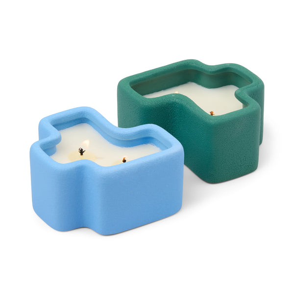 Jigsaw Candle - Green & Blue