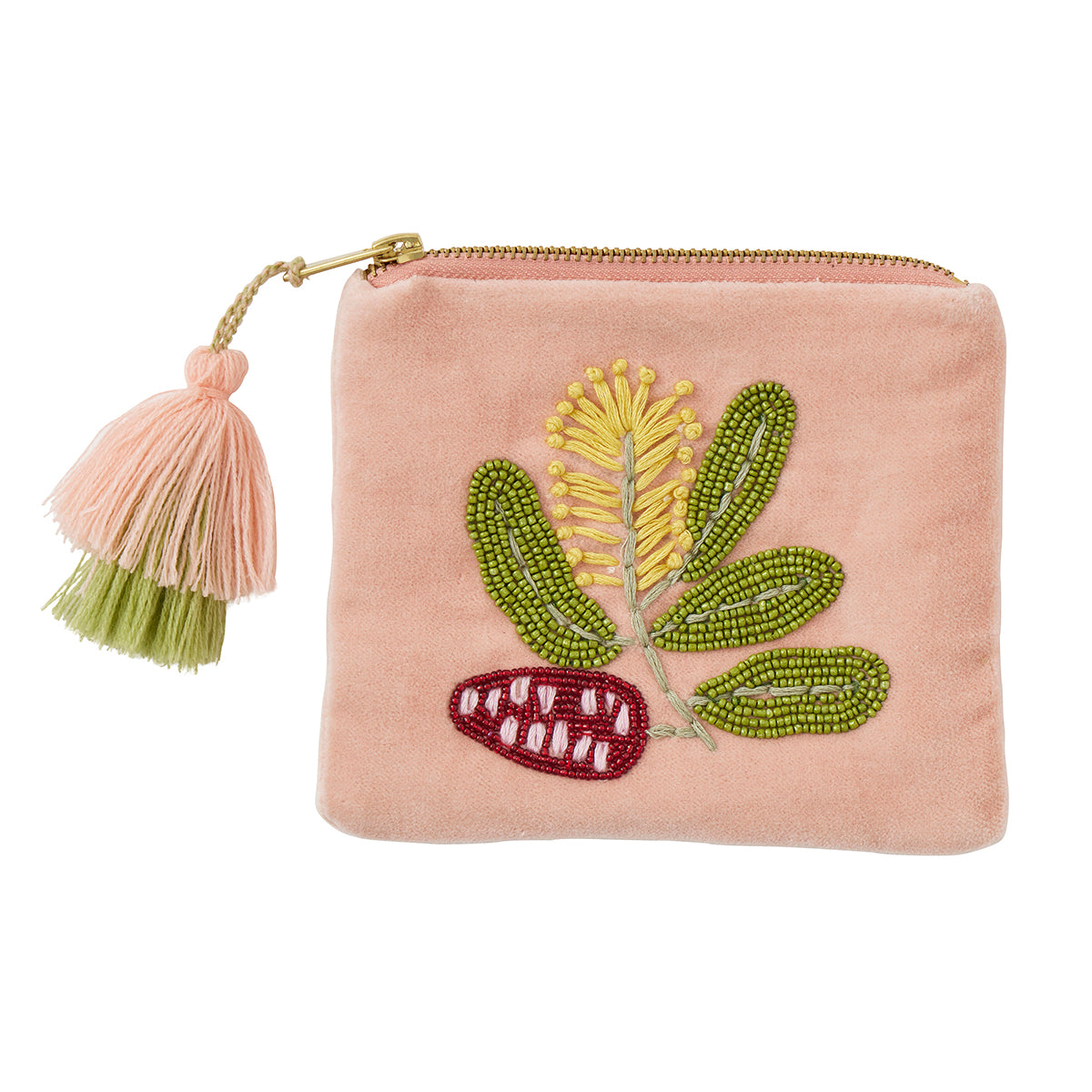 Banksia Embroidered Pouch - Pink