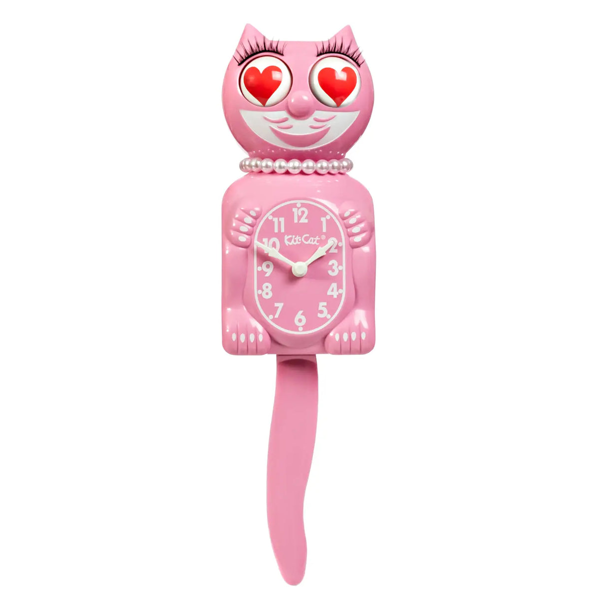 Heart Eyes Pink Satin Lady Kit Cat Klock