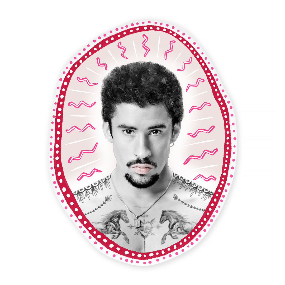 Bad Bunny Electric Oval Tile