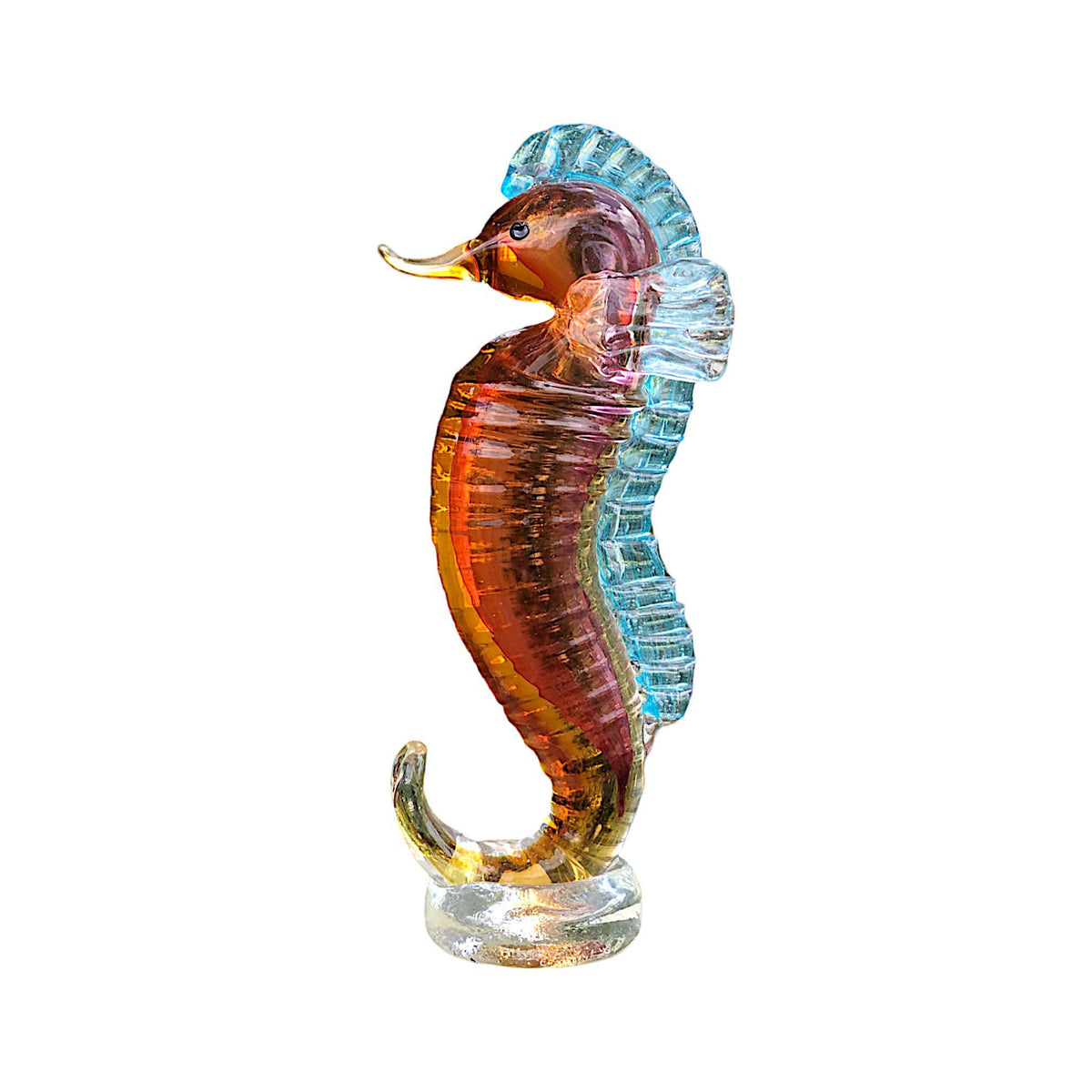 Seahorse Glass Figure - Amber