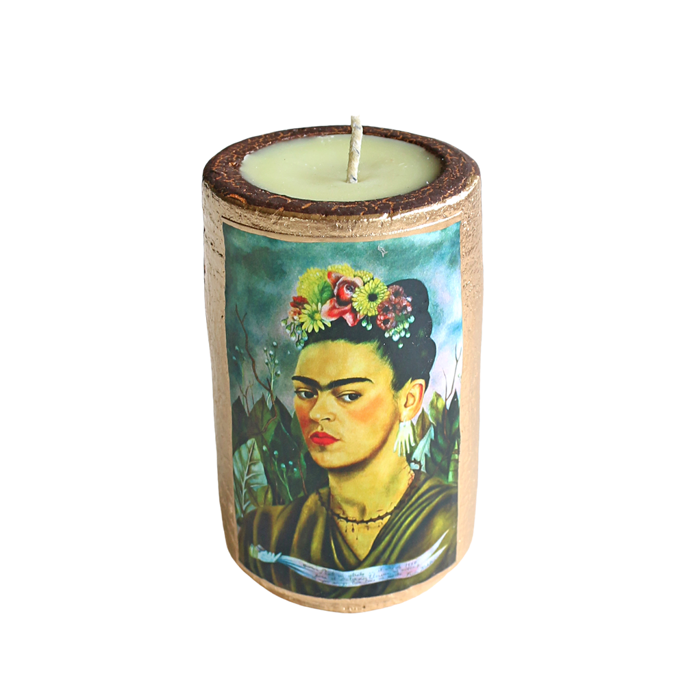 Frida Kahlo Clay Candle