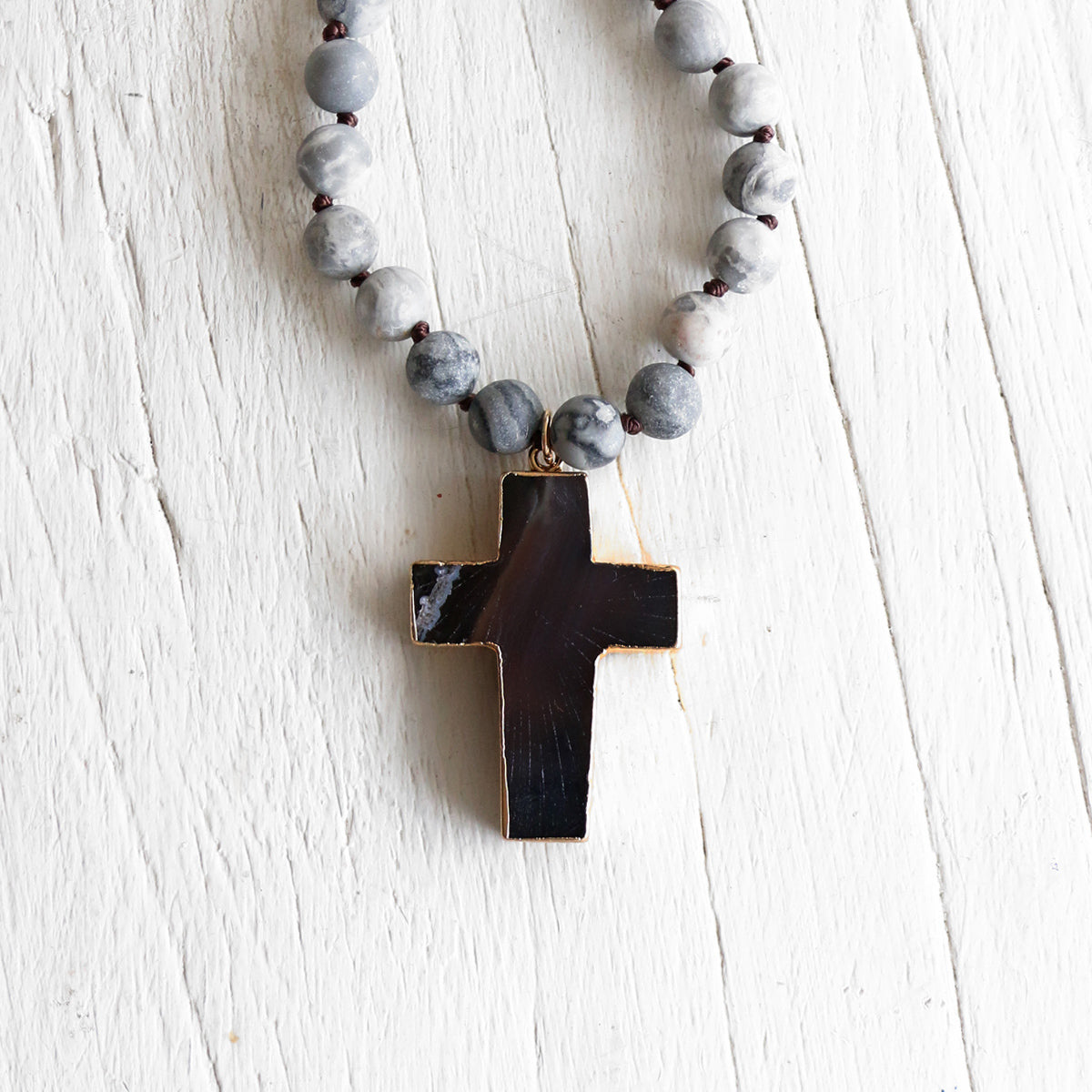 Javah Stone Cross Necklace